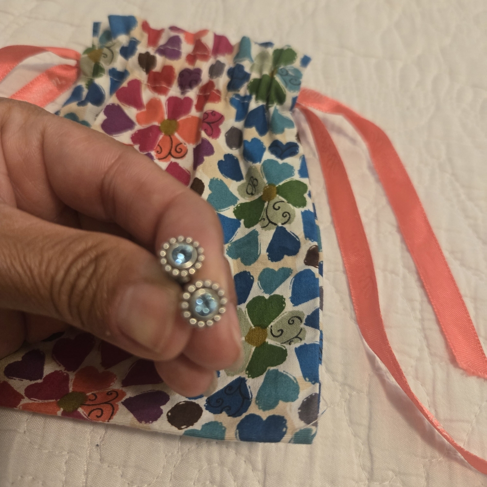 Blue Stud Earrings with Gift Pouch
